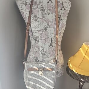 Michael Kors Tan and Gray Crossbody Bag